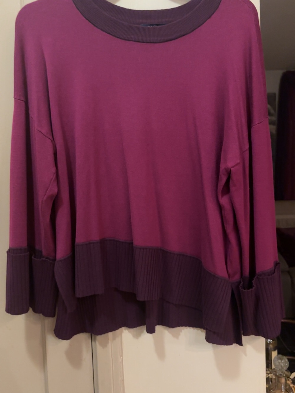 Rachel Roy Burgundy Knit Tunic Top Size XL